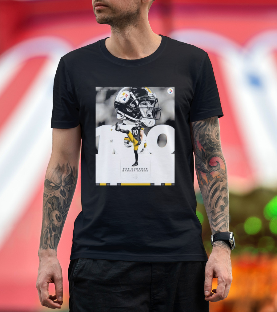 TJ Watt Pittsburgh Steelers 100 Career Sacks Signature T-Shirt