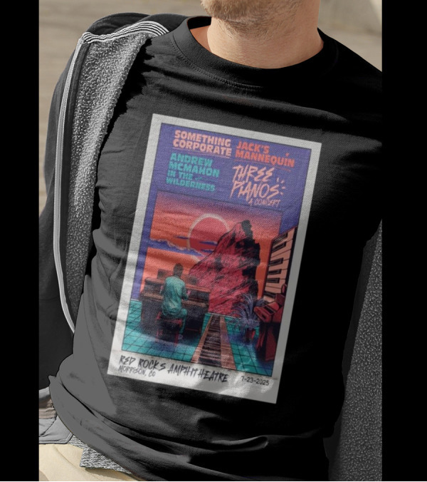 Something Corporate Jack’s Mannequin Andrew McMahon Three Pianos Concert Red Rocks Amphitheatre July 23 2025 T-Shirt