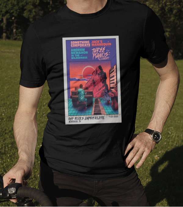 Something Corporate Jack’s Mannequin Andrew McMahon Three Pianos Concert Red Rocks Amphitheatre July 23 2025 T-Shirt