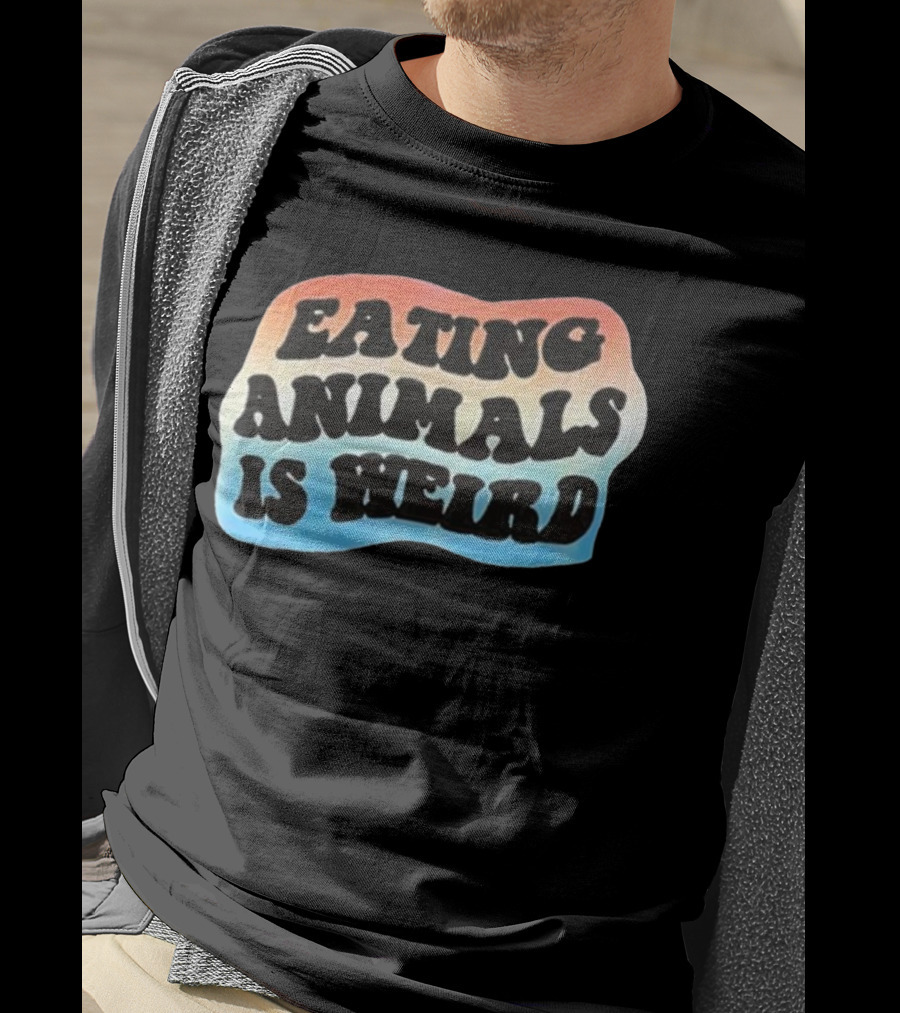 Eating Animals Is Weird Retro Hippie Style Bold Psychedelic Text T-Shirt