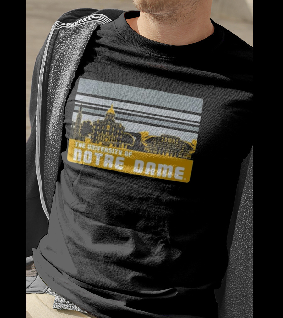 The University Of Notre Dame Fighting Irish Striped Campus Skyline T-Shirt