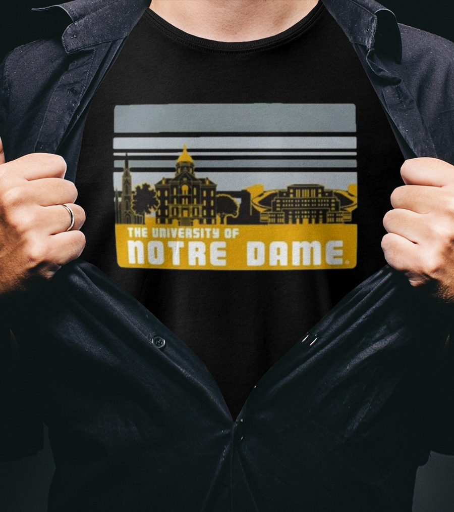 The University Of Notre Dame Fighting Irish Striped Campus Skyline T-Shirt
