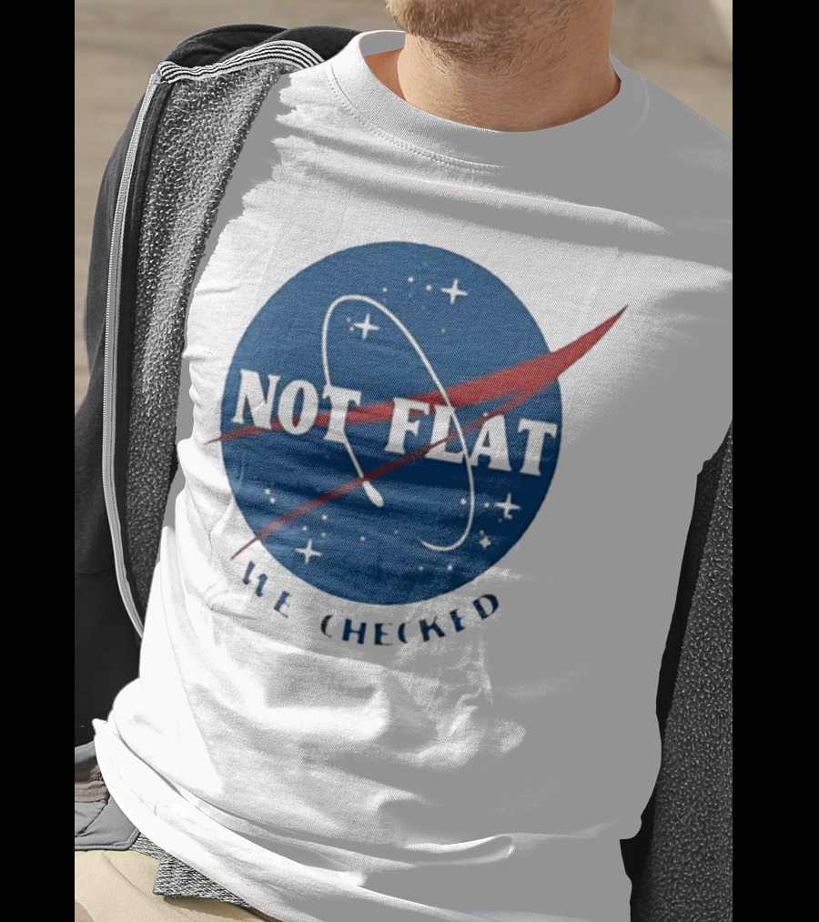 Not Flat We Checked Space Exploration Emblem T-Shirt