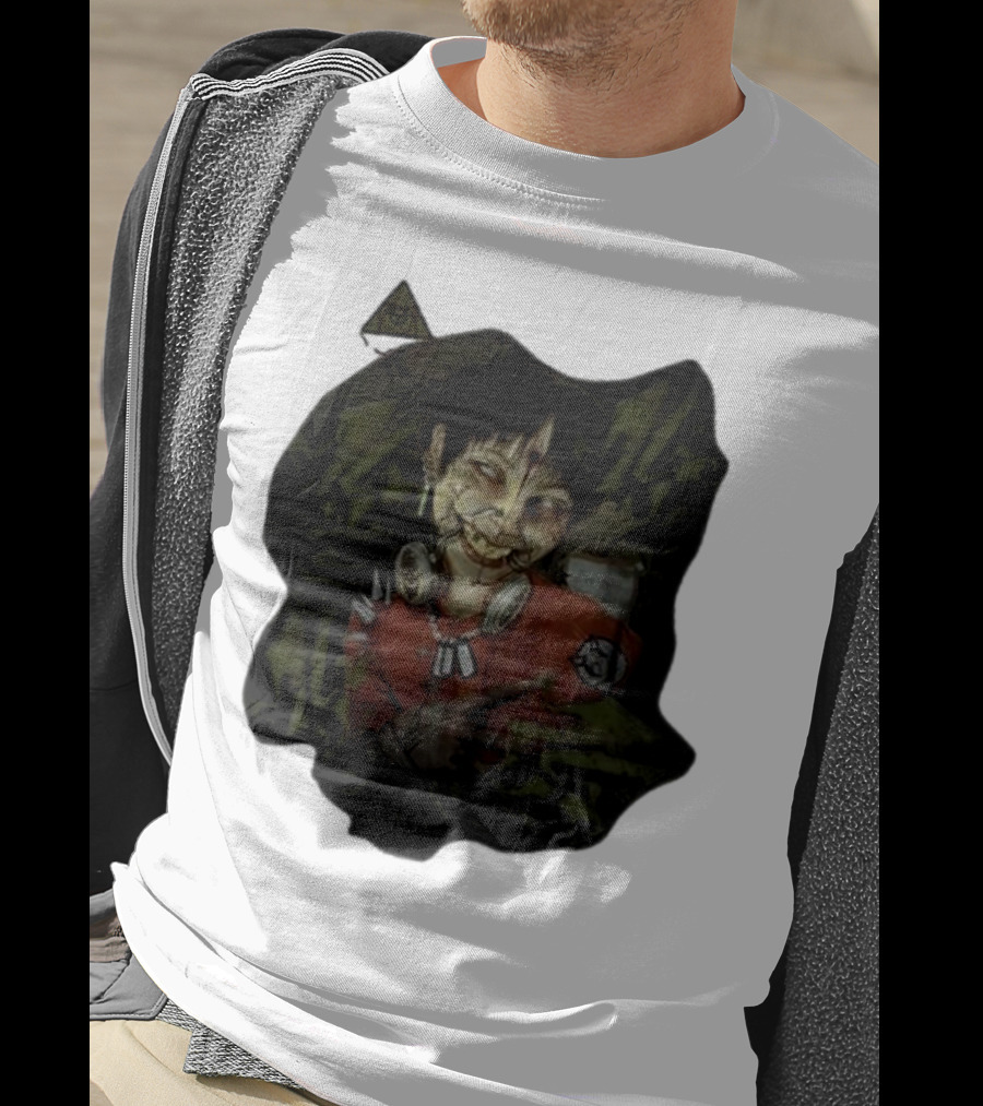 MG Ultra Kid Smiling Masked Figure With Red Outfit And Gas Mask Elements T-Shirt