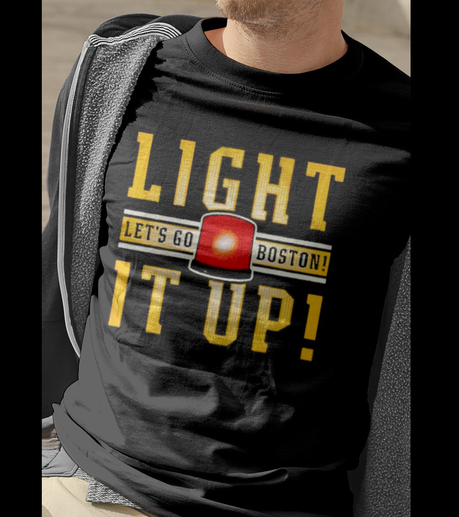 Light It Up Let's Go Boston Hockey Alarm Light T-Shirt