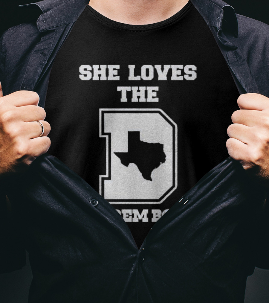 She Loves The D We Dem Boyz Dallas Cowboys Texas Map T-Shirt