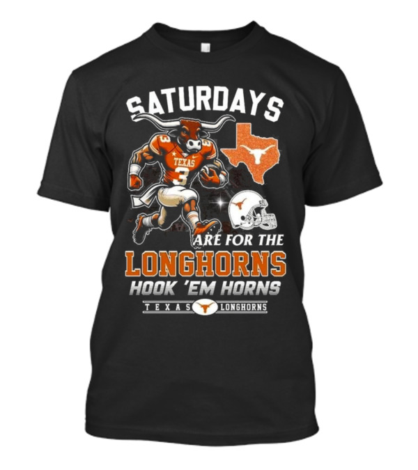 Texas Longhorns Saturdays Are For The Longhorns Hook 'Em Horns Mascot Map T-Shirt
