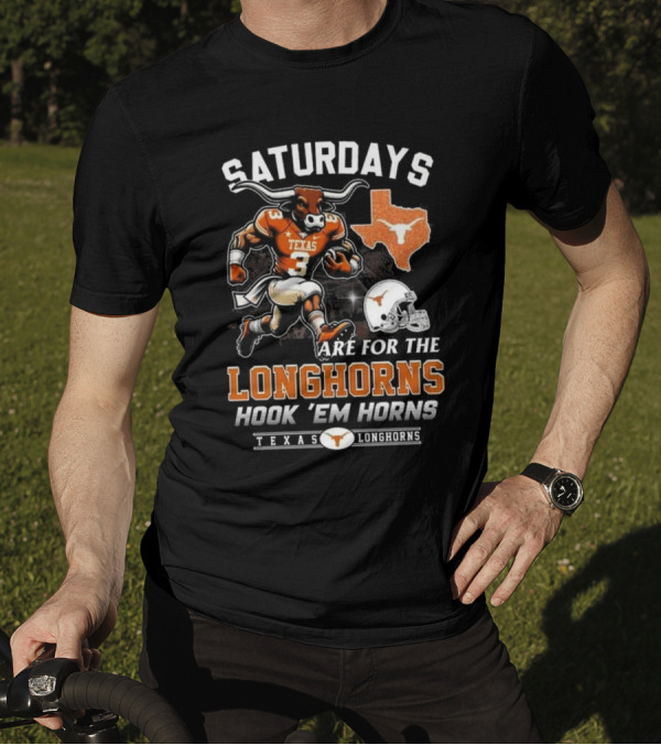 Texas Longhorns Saturdays Are For The Longhorns Hook 'Em Horns Mascot Map T-Shirt