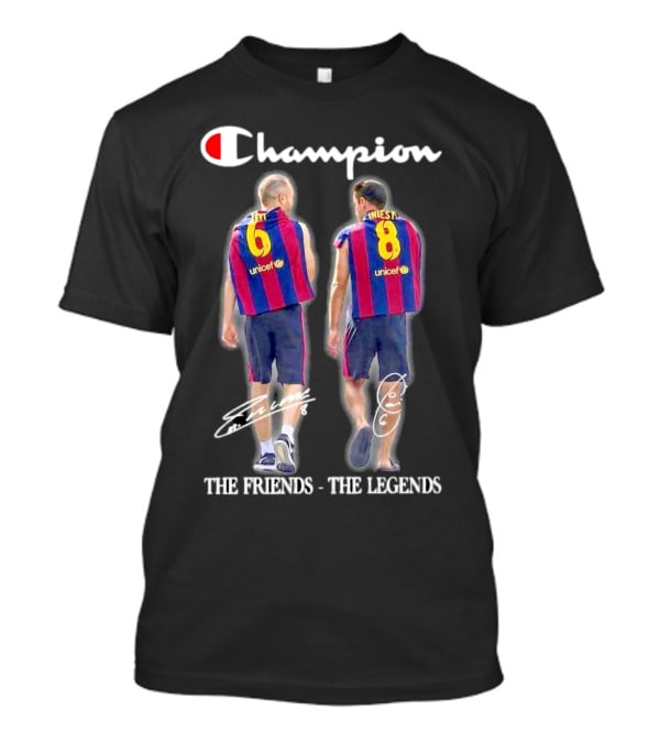 Champion Barcelona Xavi Iniesta The Friends The Legends Signatures T-Shirt
