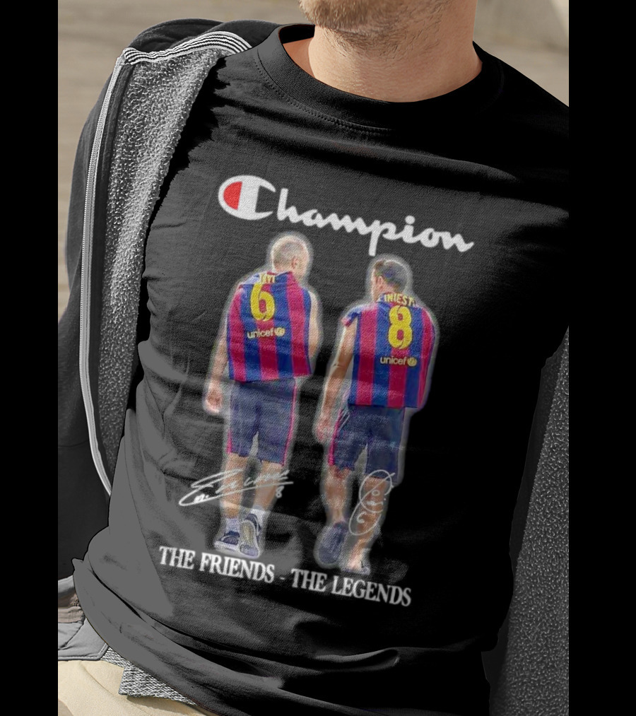 Champion Barcelona Xavi Iniesta The Friends The Legends Signatures T-Shirt