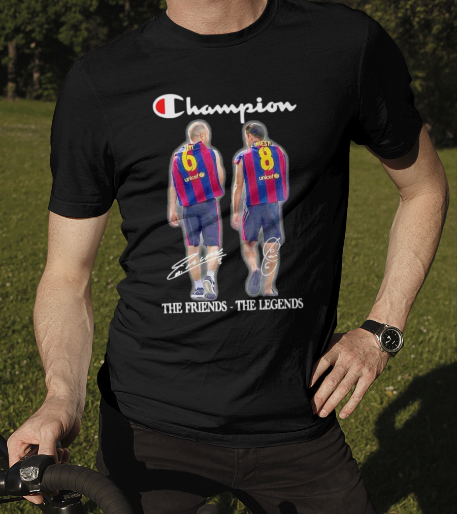 Champion Barcelona Xavi Iniesta The Friends The Legends Signatures T-Shirt