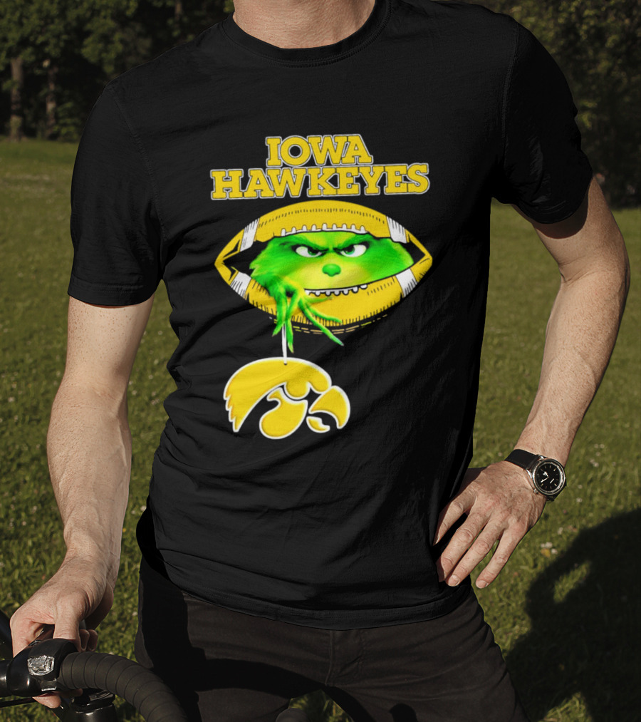 Iowa Hawkeyes Grinch Football Christmas T-Shirt