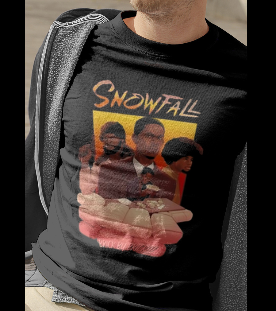 Snowfall Brick By Brick Retro Art Character Collage T-Shirt