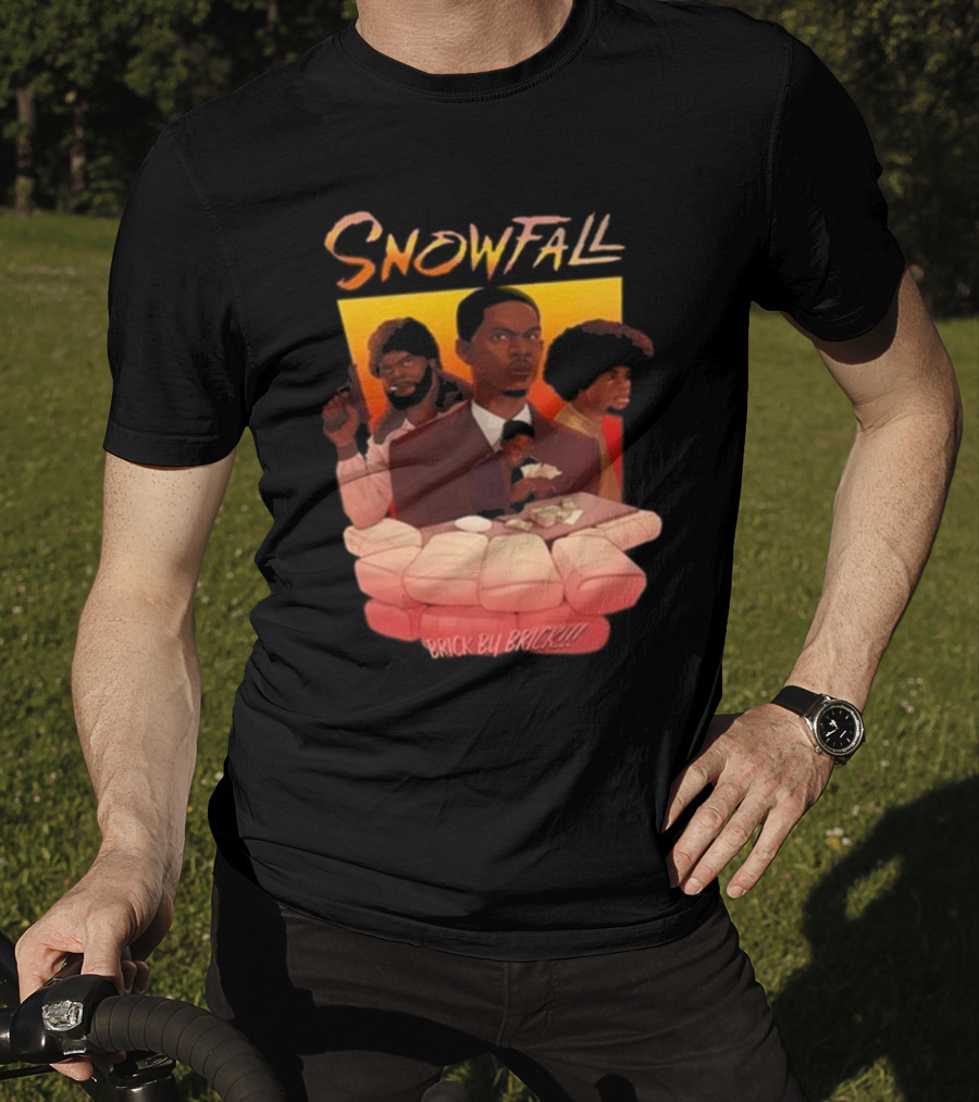 Snowfall Brick By Brick Retro Art Character Collage T-Shirt