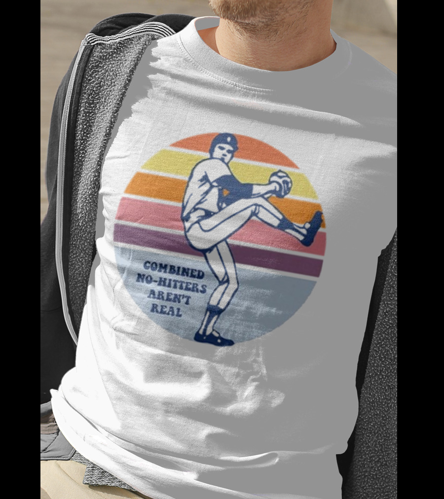 Combined No-Hitters Aren’t Real Vintage Baseball Pitcher Retro Stripes T-Shirt