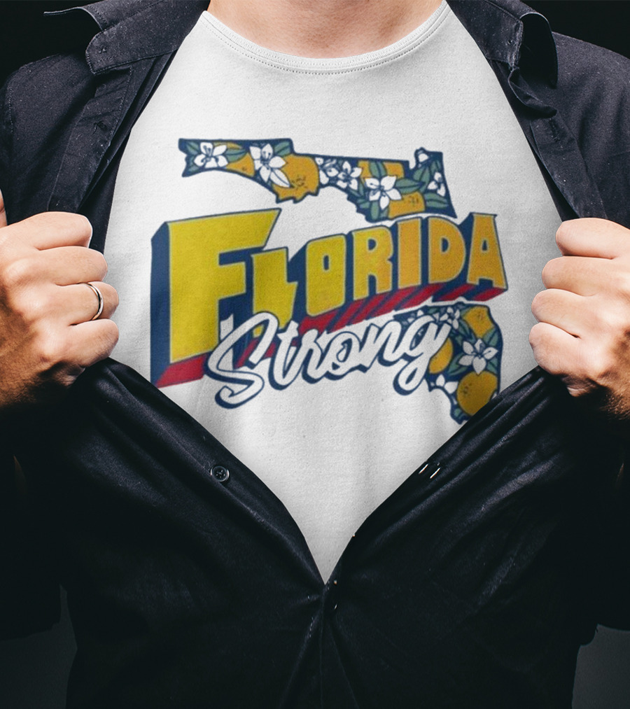 Florida Strong Hurricane Milton Pray Orange Blossom Map T-Shirt