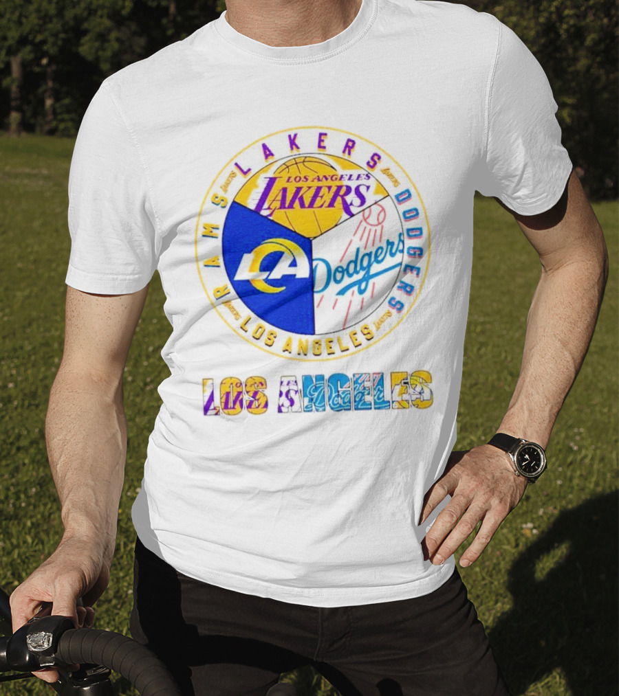 Los Angeles Rams Lakers Dodgers Circle Mashup T-Shirt