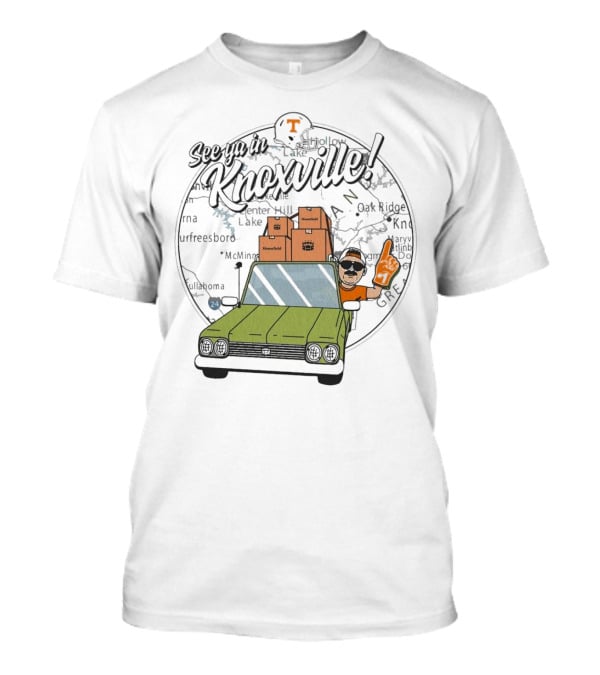 See Ya In Knoxville Tennessee Volunteers Football Fan Map T-Shirt