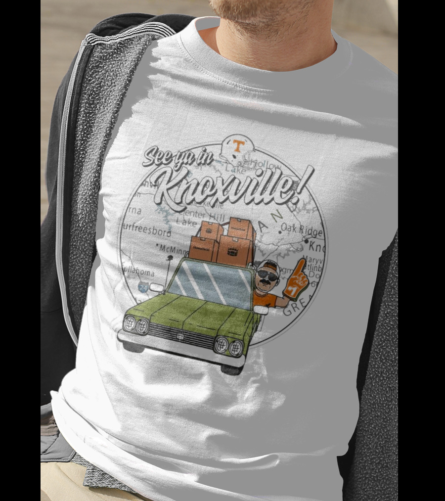See Ya In Knoxville Tennessee Volunteers Football Fan Map T-Shirt
