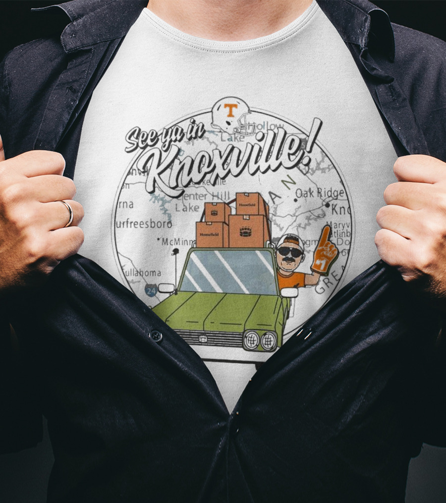 See Ya In Knoxville Tennessee Volunteers Football Fan Map T-Shirt