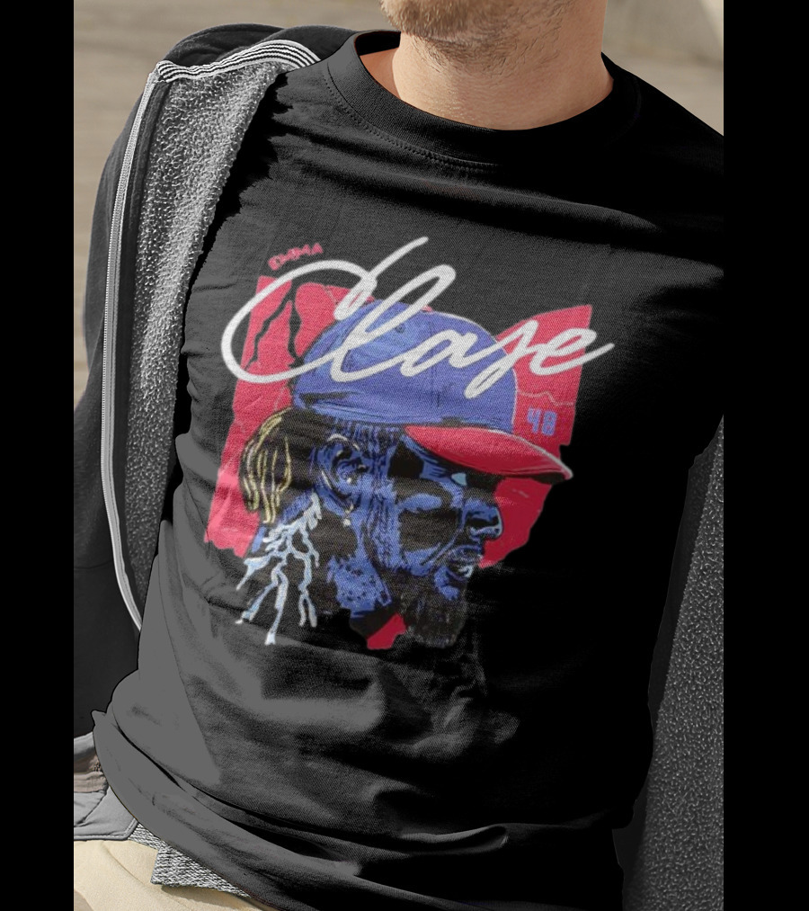 Emmanuel Clase Cleveland Guardians 48 Lightning Signature T-Shirt