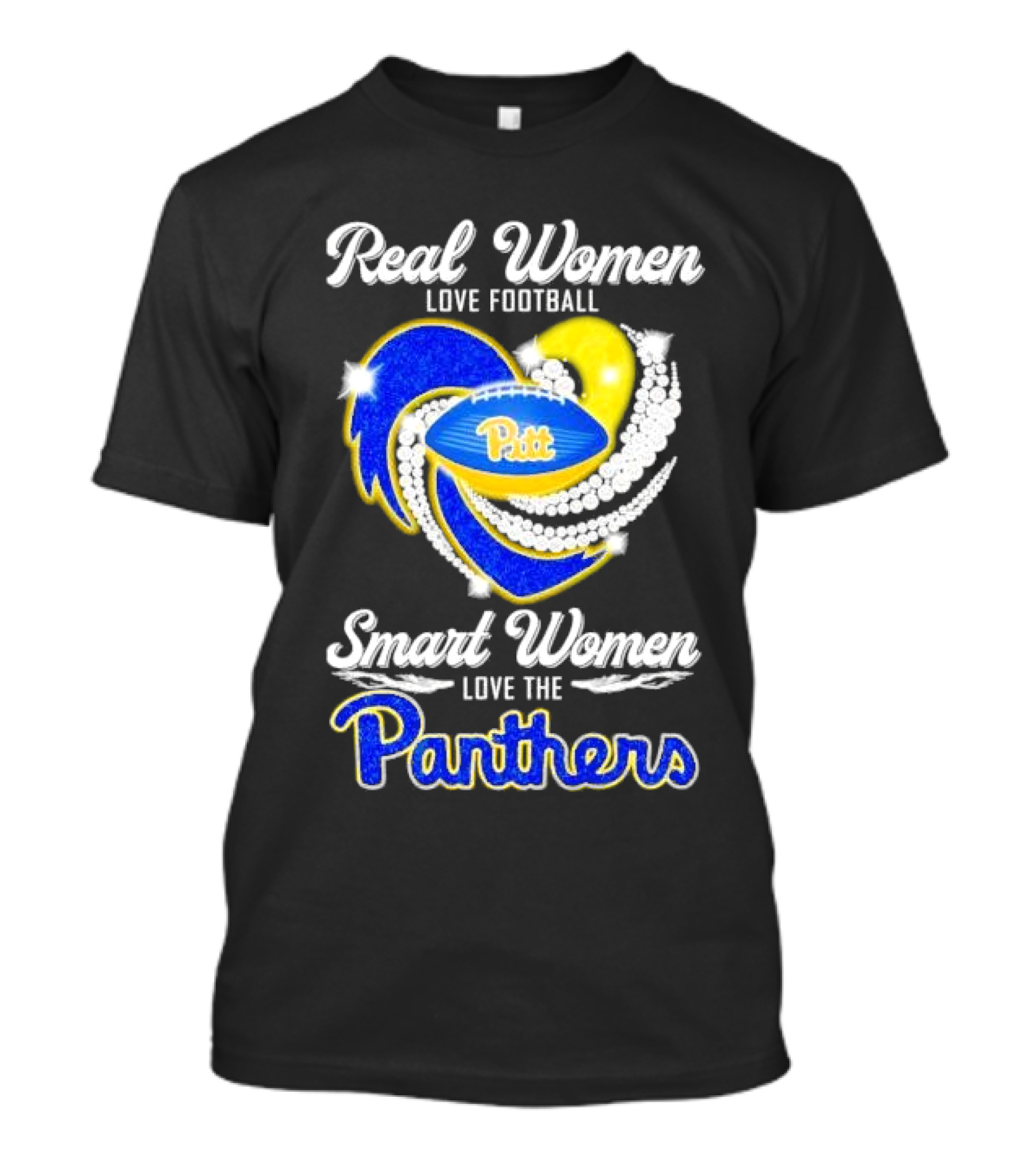Real Women Love Football Smart Women Love Pitt Panthers T-Shirt