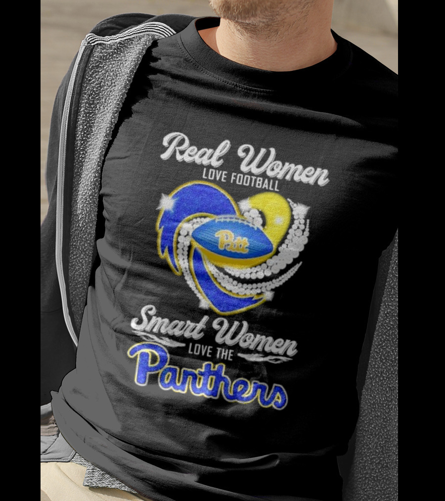 Real Women Love Football Smart Women Love Pitt Panthers T-Shirt