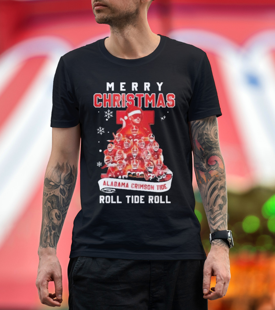 Merry Christmas Alabama Crimson Tide Roll Tide Roll T-Shirt