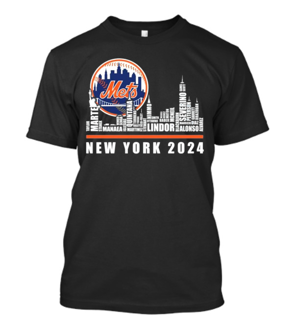 New York Mets Skyline Player Names T-Shirt