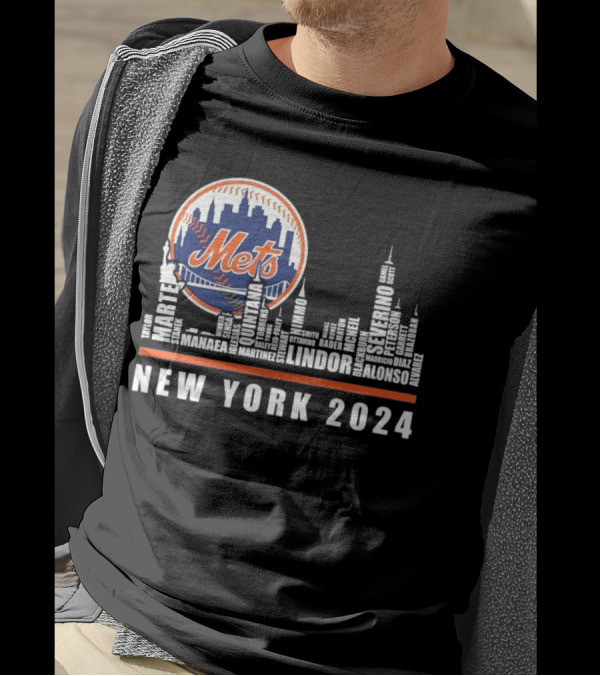 New York Mets Skyline Player Names T-Shirt