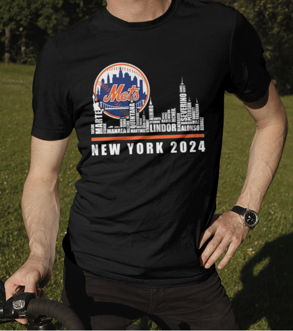 New York Mets Skyline Player Names T-Shirt