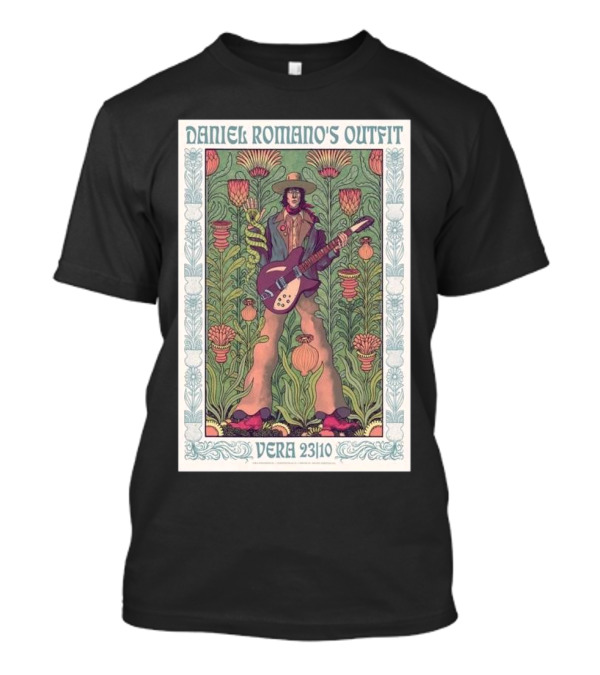 Daniel Romano's Outfit Vera Groningen Netherlands Oct 23 2024 Groovy Psychedelic Floral Art Guitar Player T-Shirt