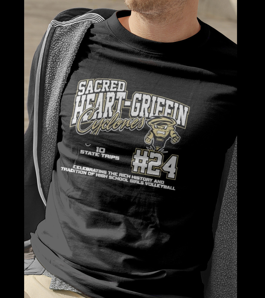 Sacred Heart-Griffin Cyclones #24 1287 Program Wins 10 State Trips 3 State Trophies Celebrating The Rich History And Tradition Of High School Girls Volleyball T-Shirt