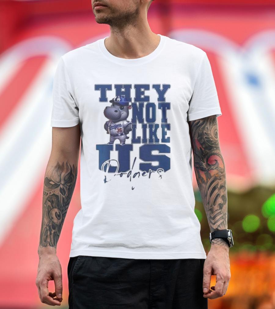 THEY NOT LIKE US Dodgers Moo Deng x Los Angeles Dodgers T-Shirt