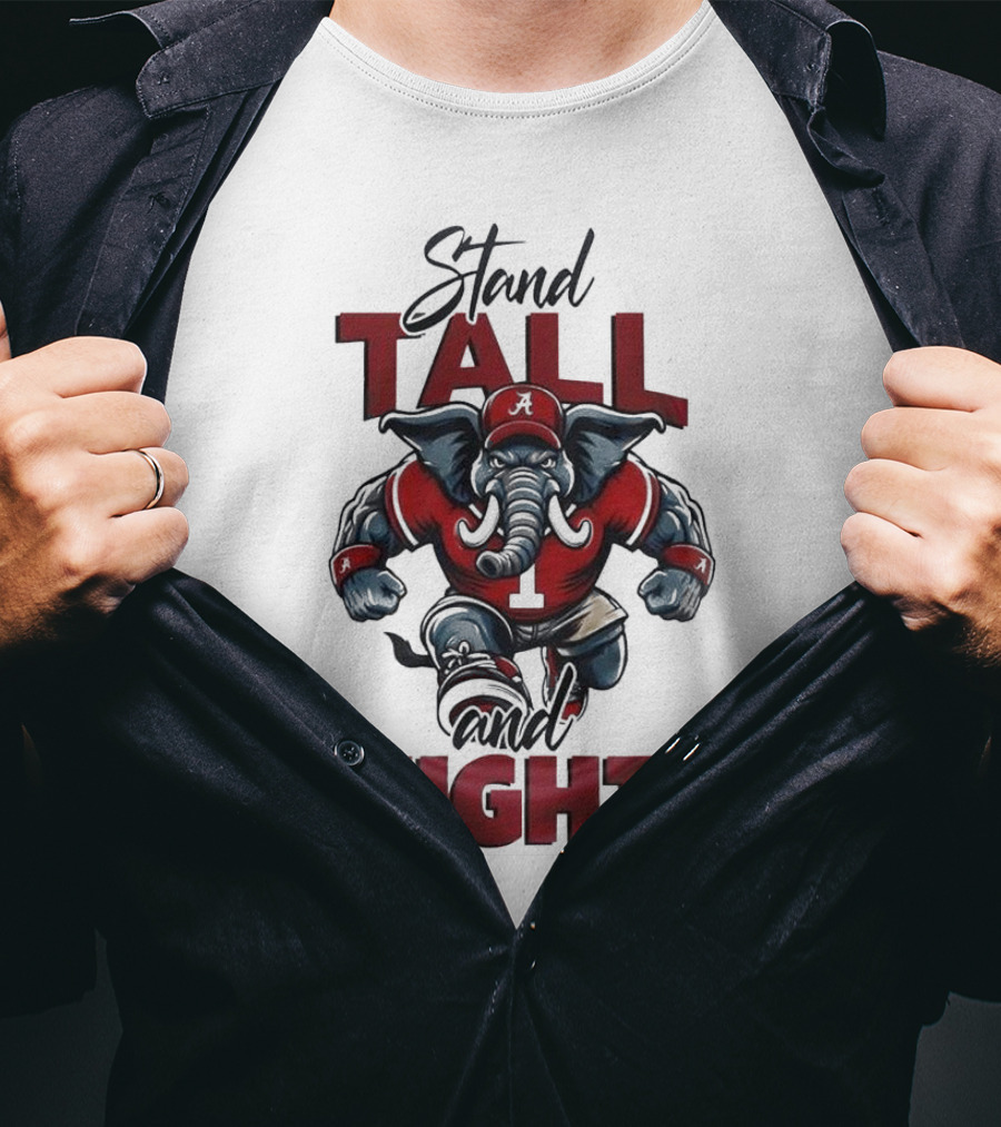 Alabama Crimson Tide Stand Tall And Fight Elephant Mascot T-Shirt