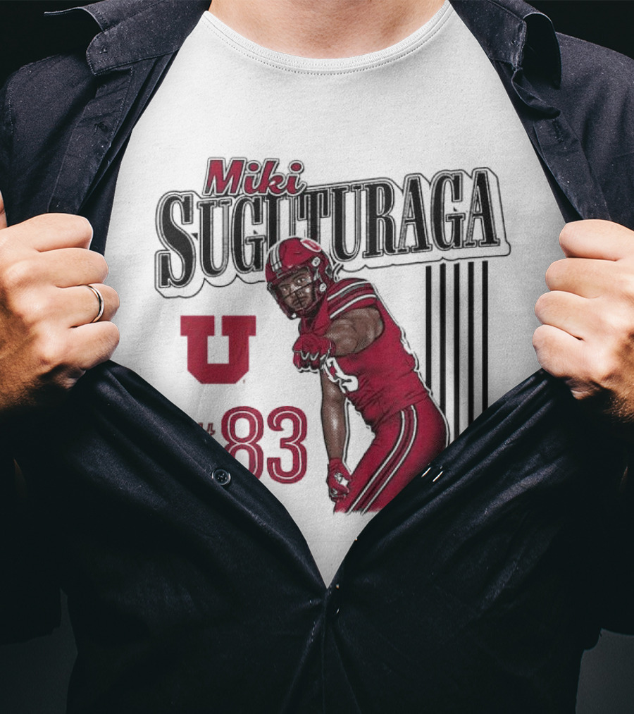 Miki Suguturaga Utah Utes #83 Football Cartoon Player T-Shirt