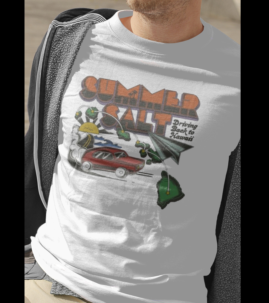 Summer Salt Driving Back To Hawaii Paper Airplane Car Island Tour T-Shirt