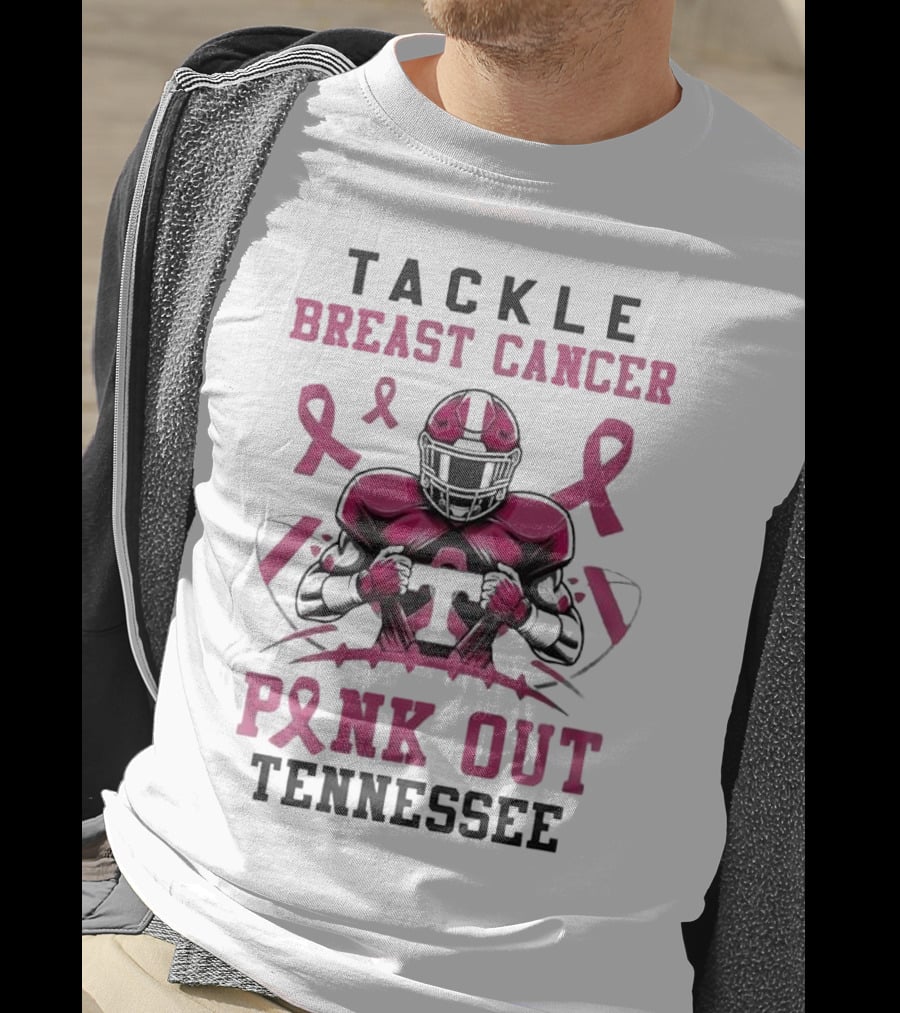 Tackle Breast Cancer Pink Out Tennessee Football T-Shirt