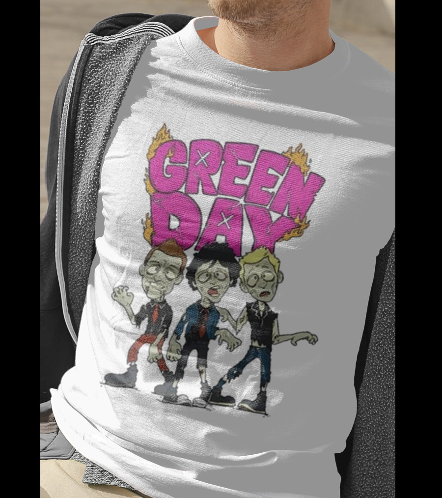 Green Day Zombie Band Cartoon Characters T-Shirt