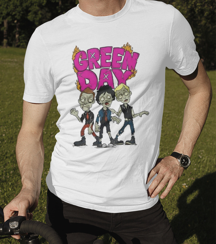Green Day Zombie Band Cartoon Characters T-Shirt