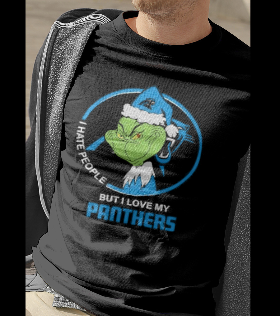 Carolina Panthers Christmas Grinch I Hate People But Love My Panthers T-Shirt