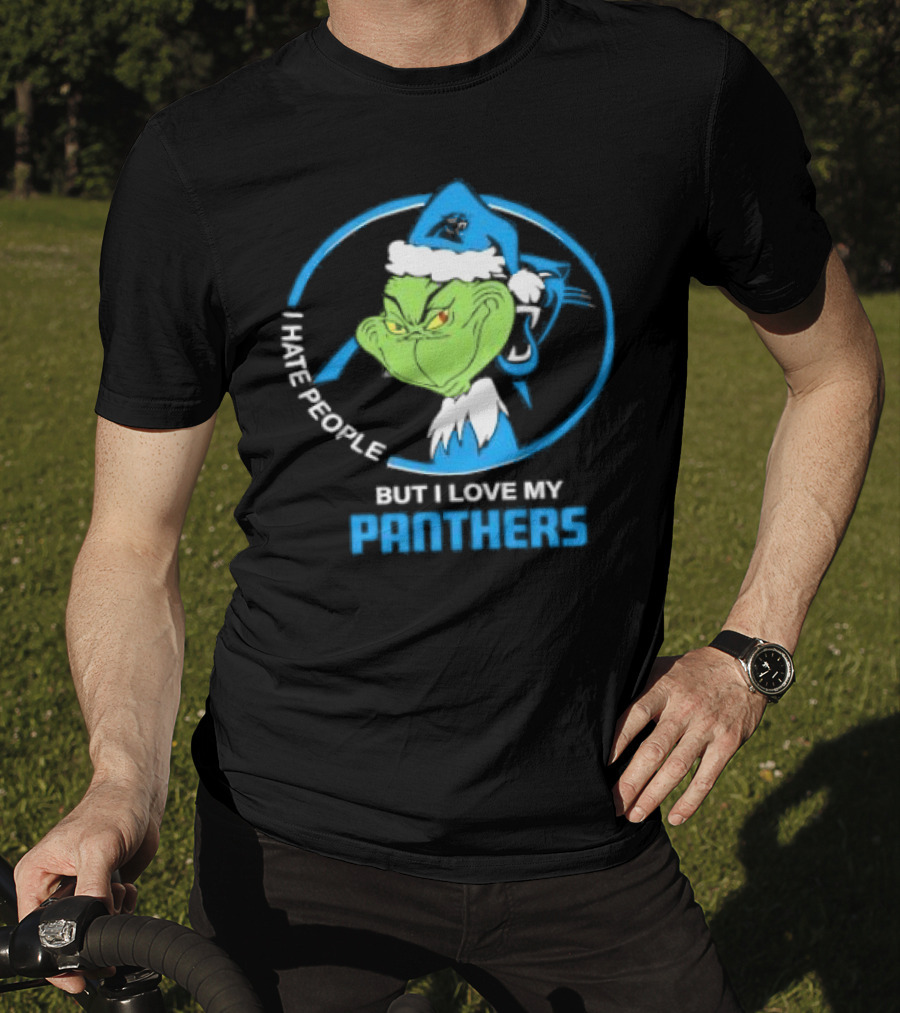 Carolina Panthers Christmas Grinch I Hate People But Love My Panthers T-Shirt