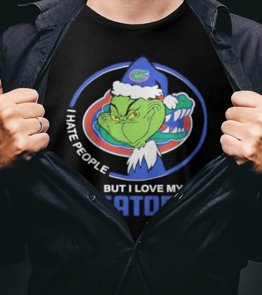 I Hate People But I Love My Gators Grinch Christmas T-Shirt