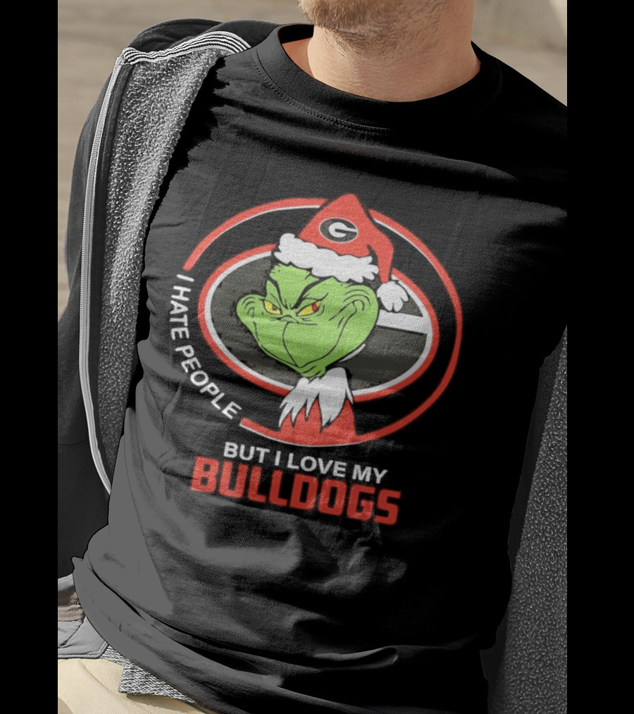 Georgia Bulldogs Christmas Grinch I Hate People But I Love My Bulldogs T-Shirt