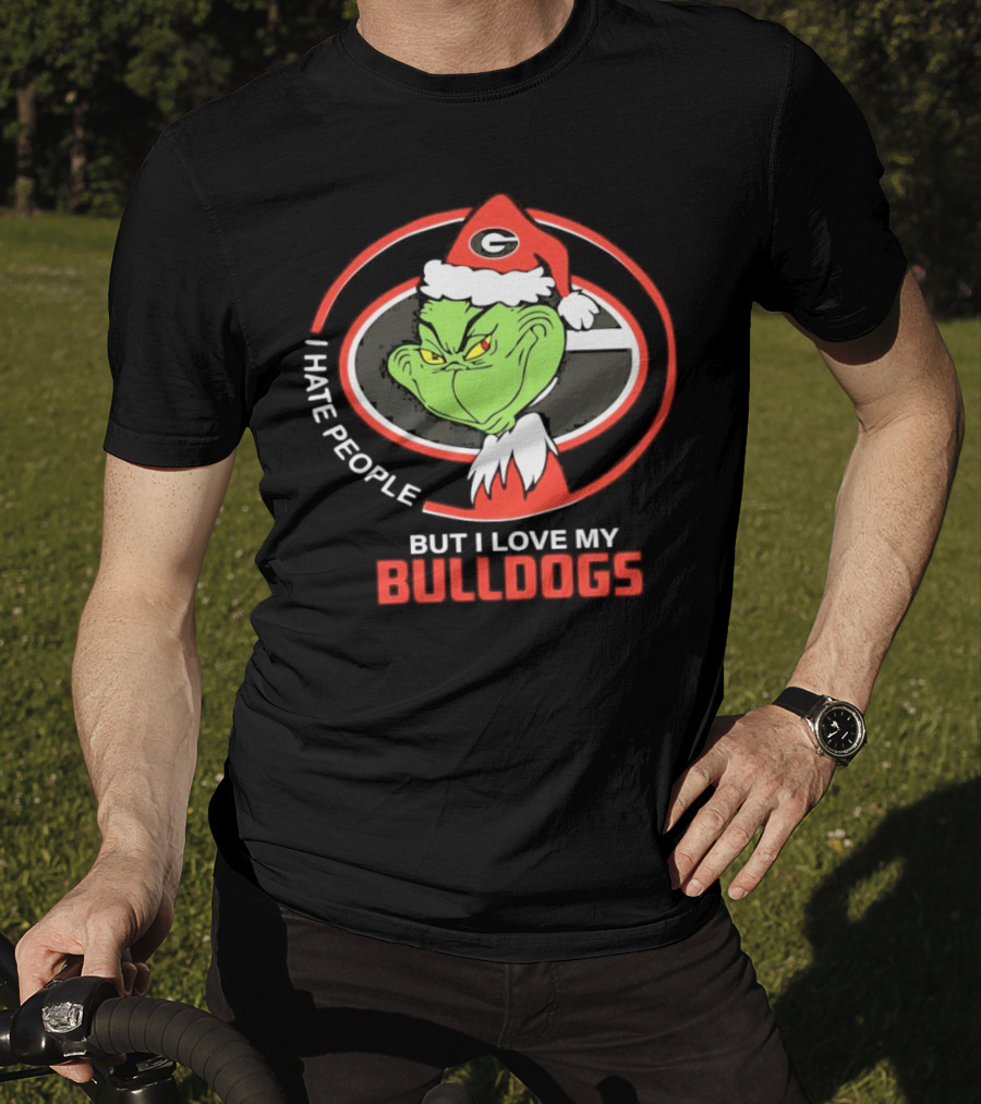 Georgia Bulldogs Christmas Grinch I Hate People But I Love My Bulldogs T-Shirt