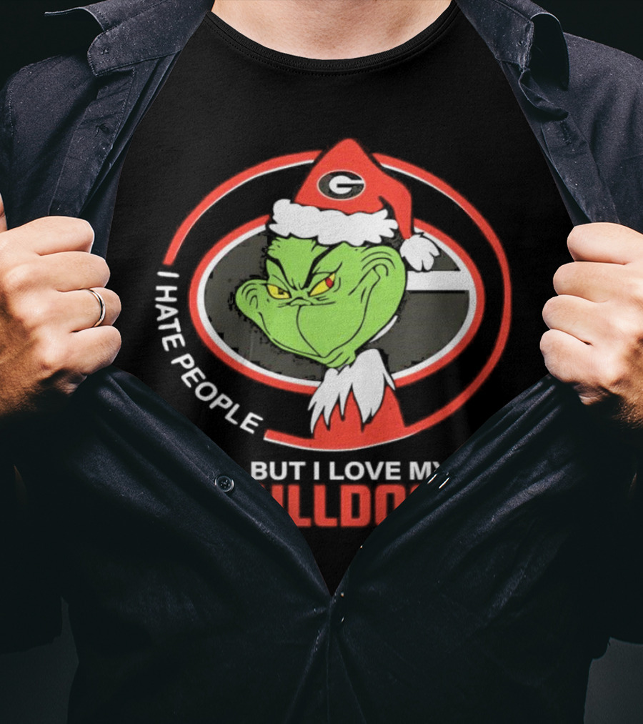Georgia Bulldogs Christmas Grinch I Hate People But I Love My Bulldogs T-Shirt