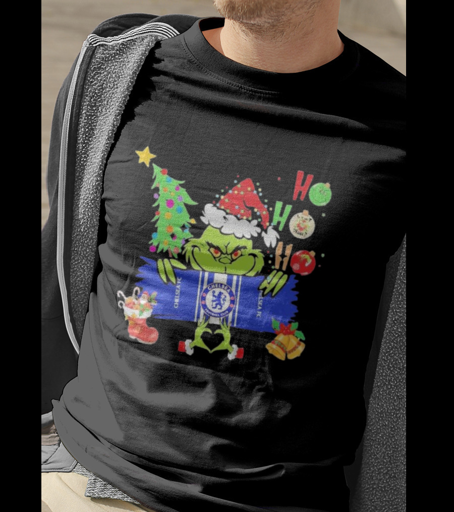 Grinch Ho Ho Ho Chelsea FC Christmas Festive Football Fun T-Shirt