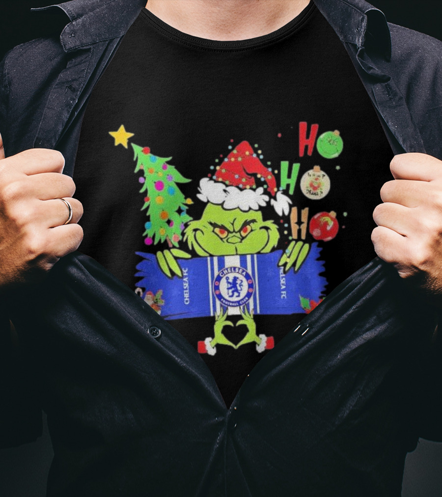 Grinch Ho Ho Ho Chelsea FC Christmas Festive Football Fun T-Shirt