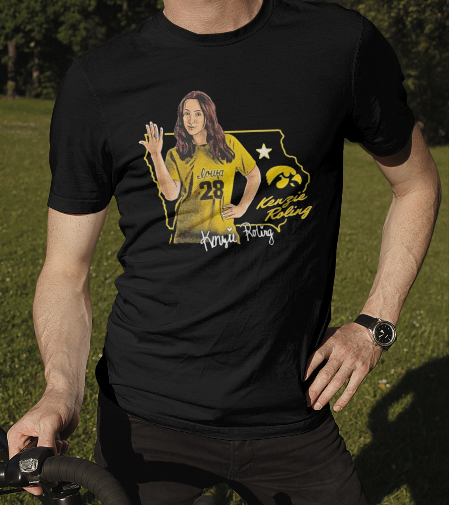 Iowa Kenzie Roling 28 Hawkeyes Cartoon Player T-Shirt
