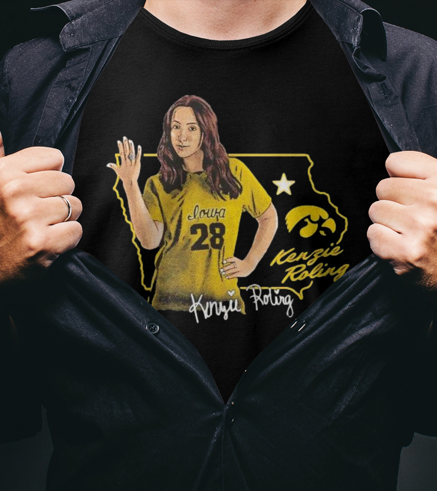 Iowa Kenzie Roling 28 Hawkeyes Cartoon Player T-Shirt
